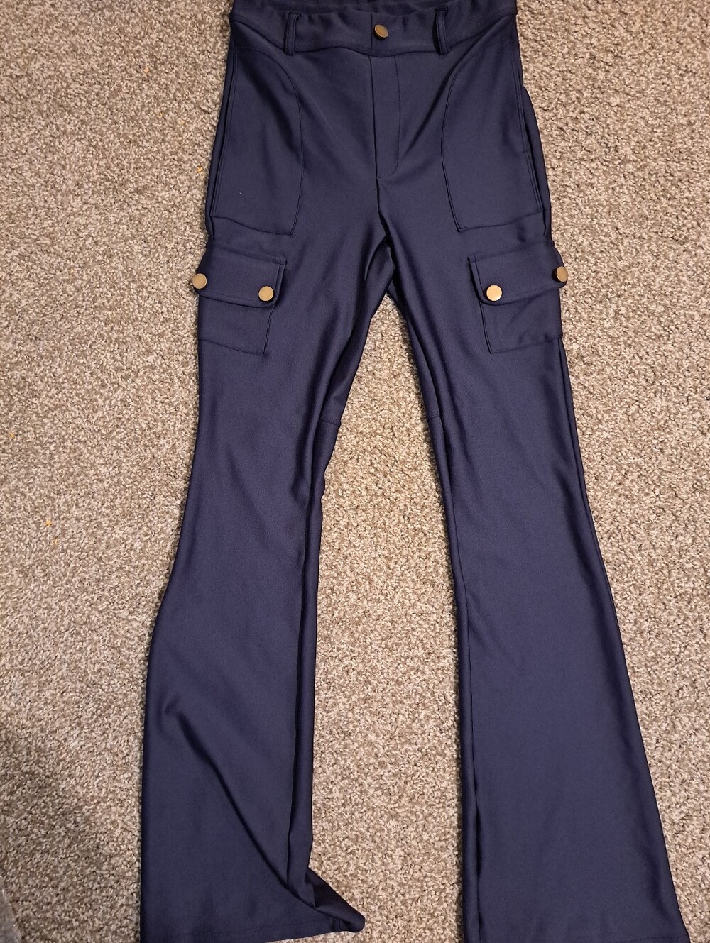 Halara High Waist Stretch Cargo Flare Pants in Dark Navy - Picture 3 of 6